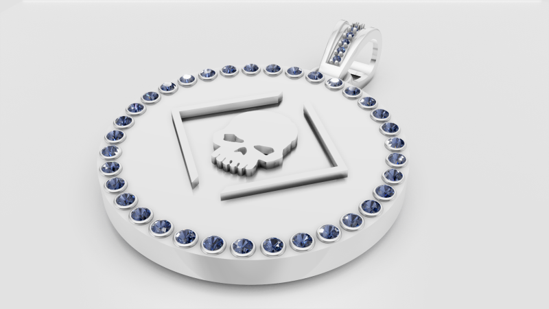 Skull square pendant 3D 打印模型 .c4d .max .obj .3ds .fbx .stl .blend