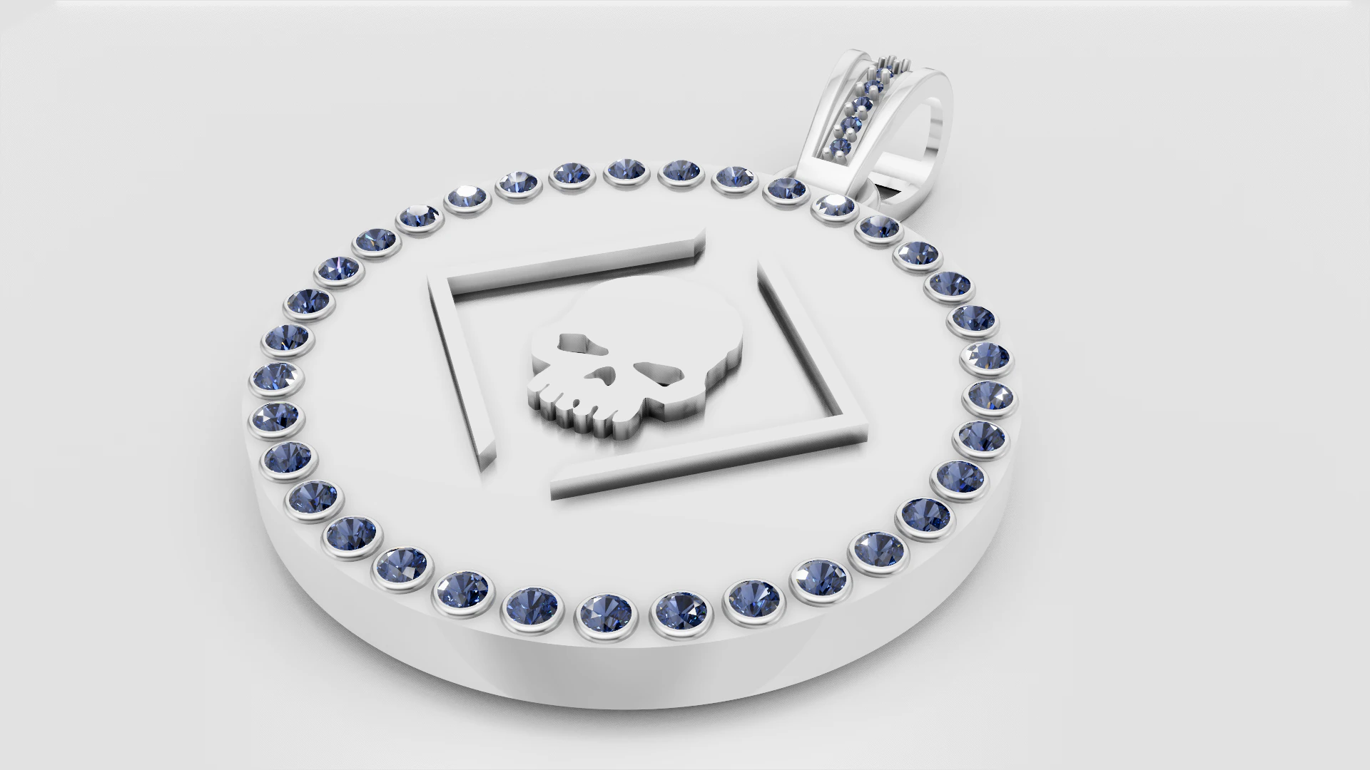 Skull square pendant 3D Print Model .c4d .max .obj .3ds .fbx .stl .blend 