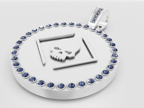 Skull square pendant 3D Print Model