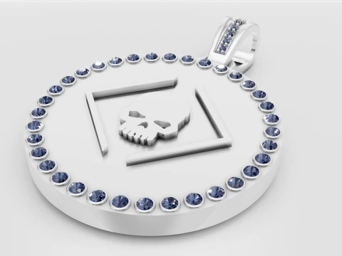 Skull square pendant 3D Print Model