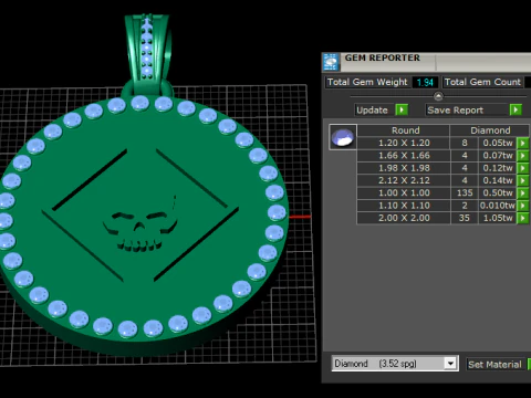 Skull square pendant 3D Print Model