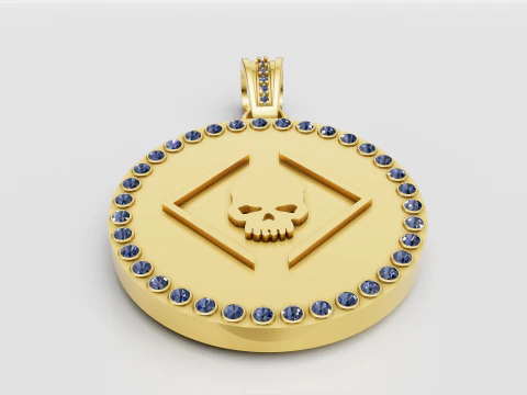 Skull square pendant 3D Print Model