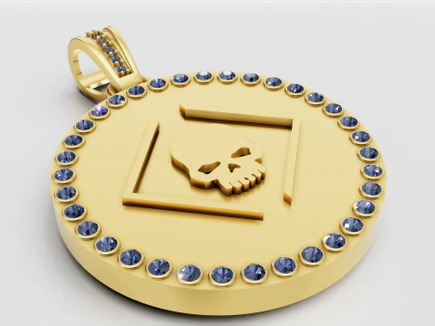 Skull square pendant 3D Print Model