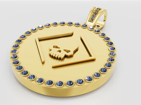 Skull square pendant 3D Print Model