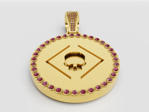 骷髅红宝石吊坠 3D 打印模型