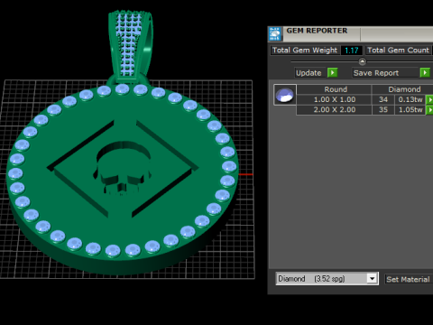 Skull ruby pendant 3D Print Model