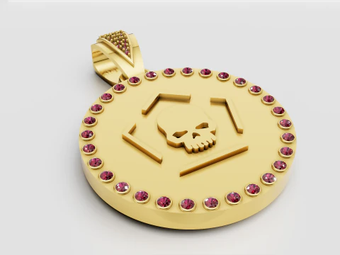 Skull hexagon pendant 3D Print Model