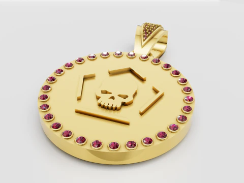 Skull hexagon pendant 3D Print Model
