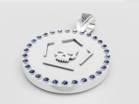 Skull hexagon pendant Model Cetak 3D