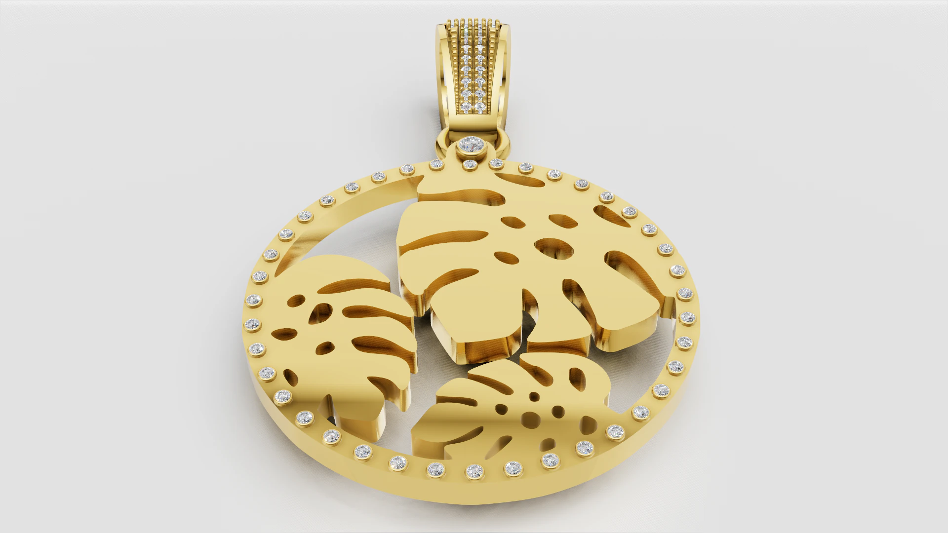 Monstera pendant 3D Print Model .c4d .max .obj .3ds .fbx .stl .blend 