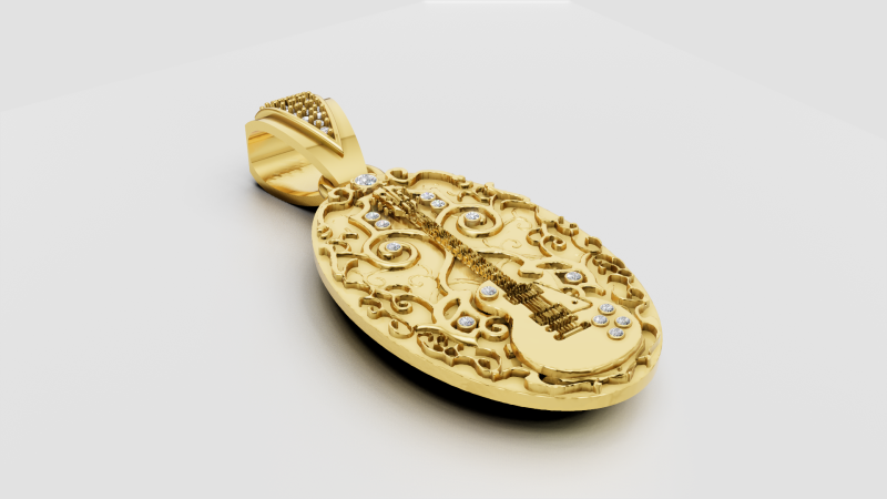 Guitar pendant 3D 프린트 모델 .c4d .max .obj .3ds .fbx .stl .blend 