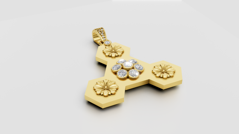 Floral cross pendant Model do druku 3D .c4d .max .obj .3ds .fbx .stl .blend 