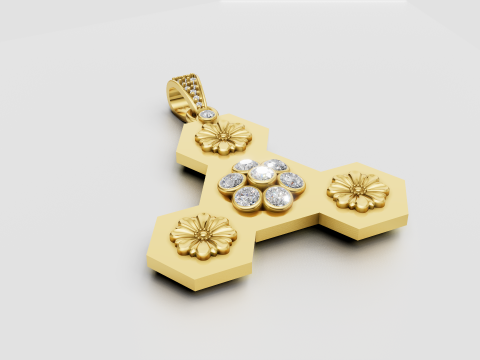 Floral cross pendant Modello di stampa 3D