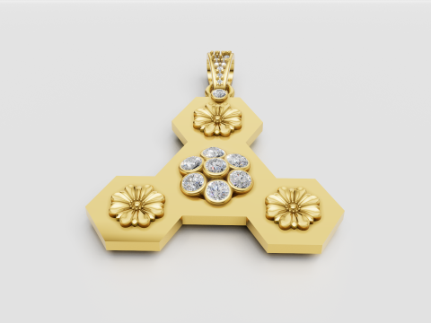 Floral cross pendant Model do druku 3D