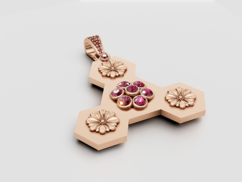 Floral cross pendant Model do druku 3D