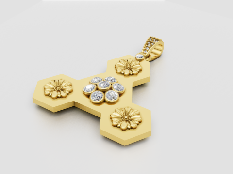 Floral cross pendant Model do druku 3D