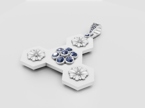Floral cross pendant Model do druku 3D