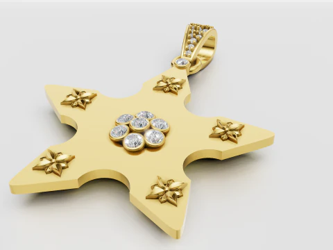 Ciondolo stella d'oro Modello di stampa 3D