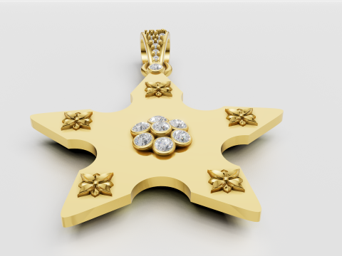 星星吊坠金 3D 打印模型