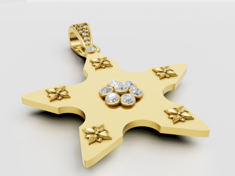 星星吊坠金 3D 打印模型