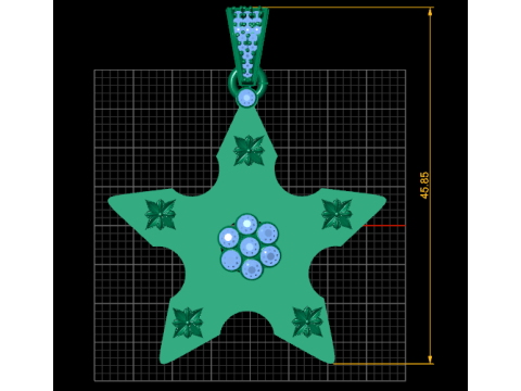 星星吊坠金 3D 打印模型