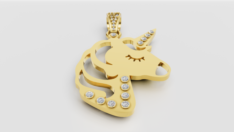 Unicorn pendant 3D Print Model .c4d .max .obj .3ds .fbx .stl .blend 
