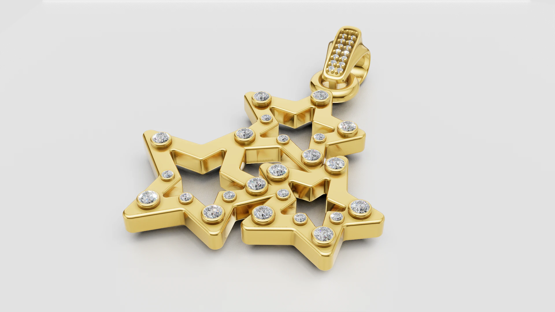 Triple star charm 3D Print Model .c4d .max .obj .3ds .fbx .stl .blend