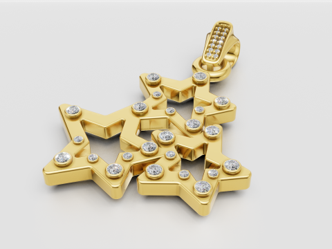Triple star charm 3Dプリントモデル