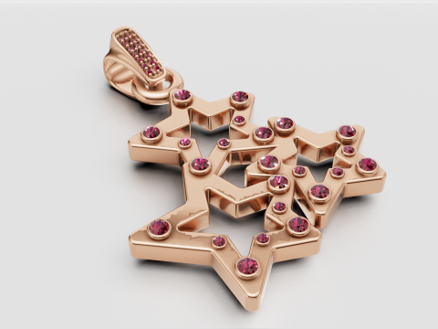 Triple star charm Modello di stampa 3D
