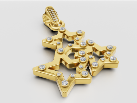 Triple star charm Modello di stampa 3D
