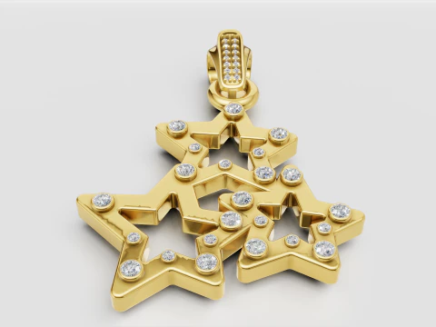 Triple star charm 3D Print Model