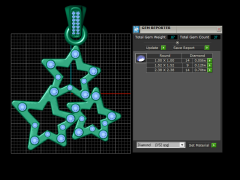 Triple star charm Modello di stampa 3D