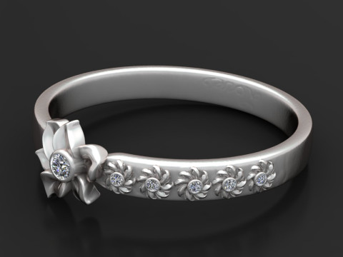 Gold floral ring 3D Print Model