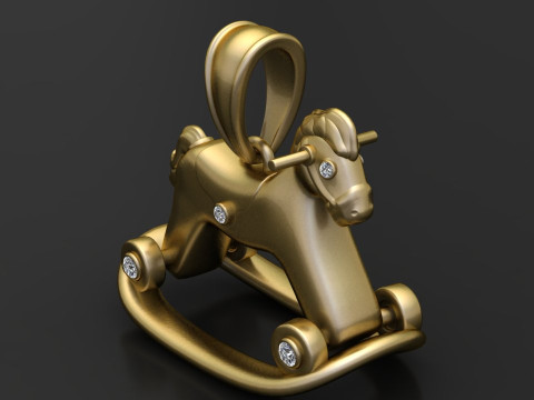 Gold rocking horse pendant Model Cetak 3D