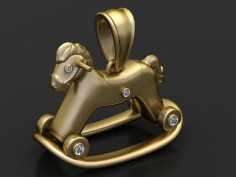Gold rocking horse pendant 3D 打印模型