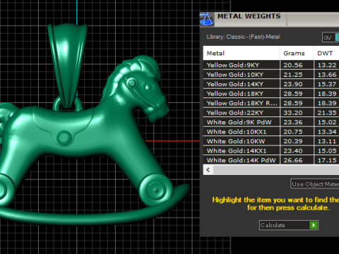 Gold rocking horse pendant 3D 打印模型