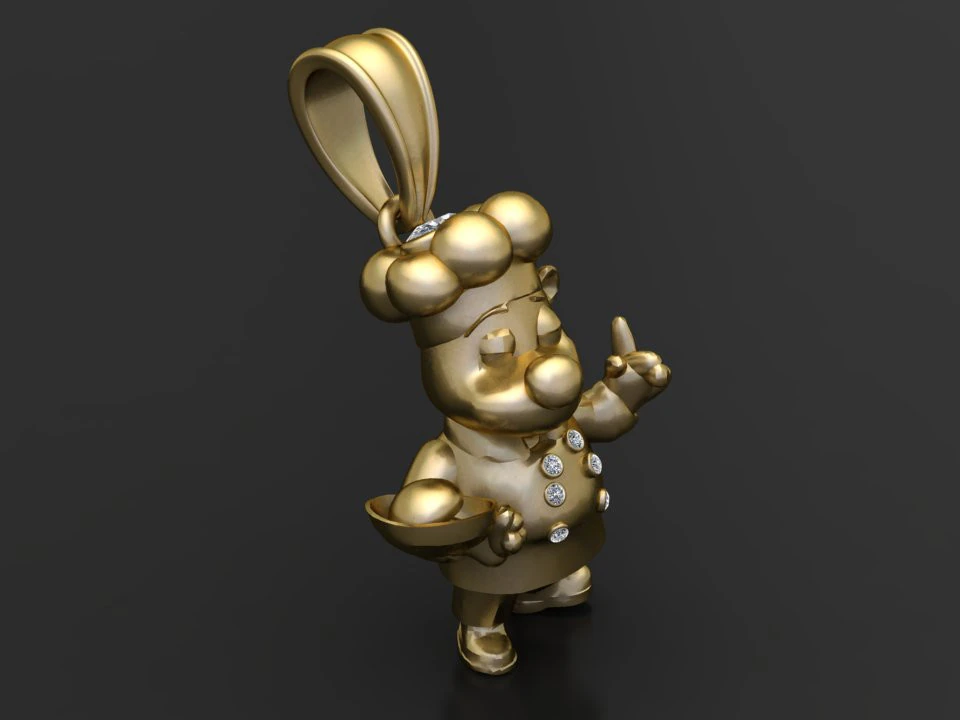 Gold chef pendant 3D Print Model .c4d .max .obj .3ds .fbx .stl .blend 
