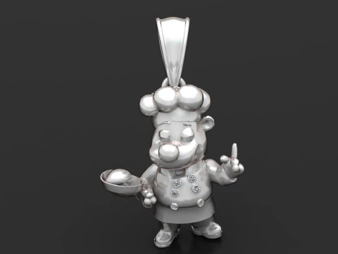 Gold chef pendant 3D Print Model