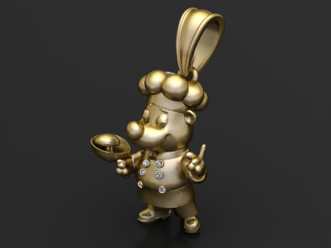 Gold chef pendant 3Dプリントモデル
