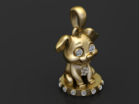 Gold puppy pendant Model Cetak 3D