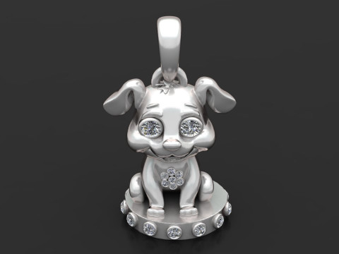 Gold puppy pendant Model Cetak 3D