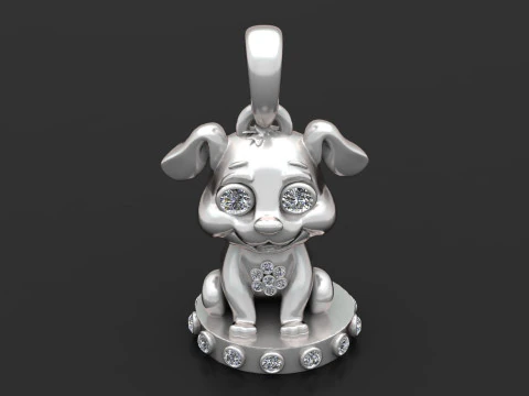 Gold puppy pendant 3D Print Model
