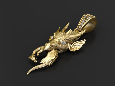 ゴールドドラゴンペンダント 3Dプリントモデル