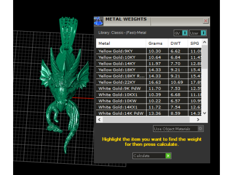 ゴールドドラゴンペンダント 3Dプリントモデル