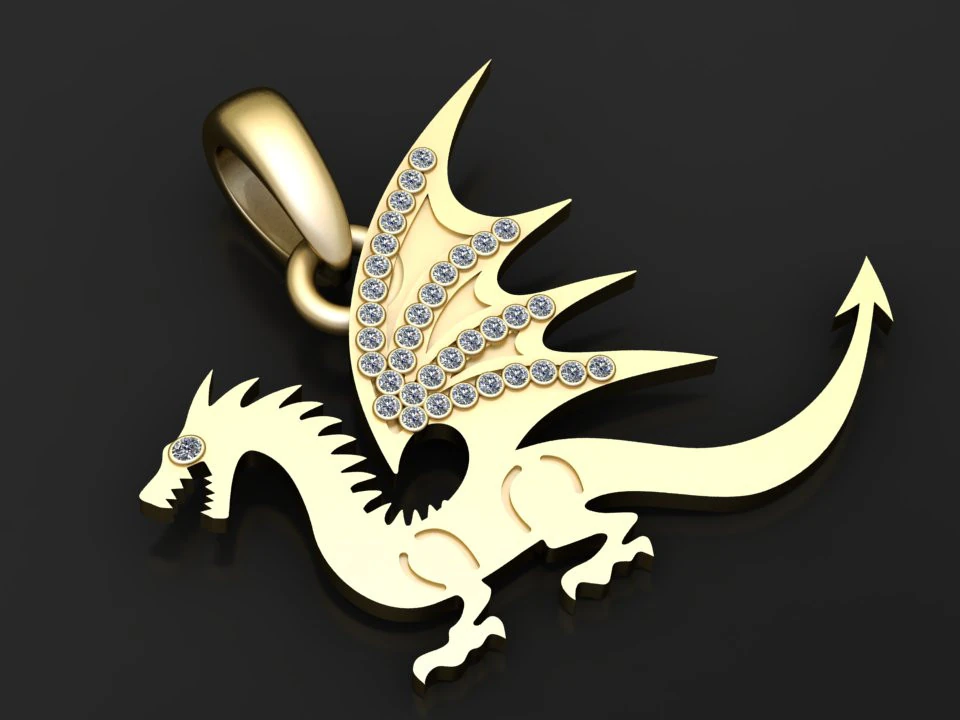 Dragon pendant 3D Print Model .c4d .max .obj .3ds .fbx .stl .blend 