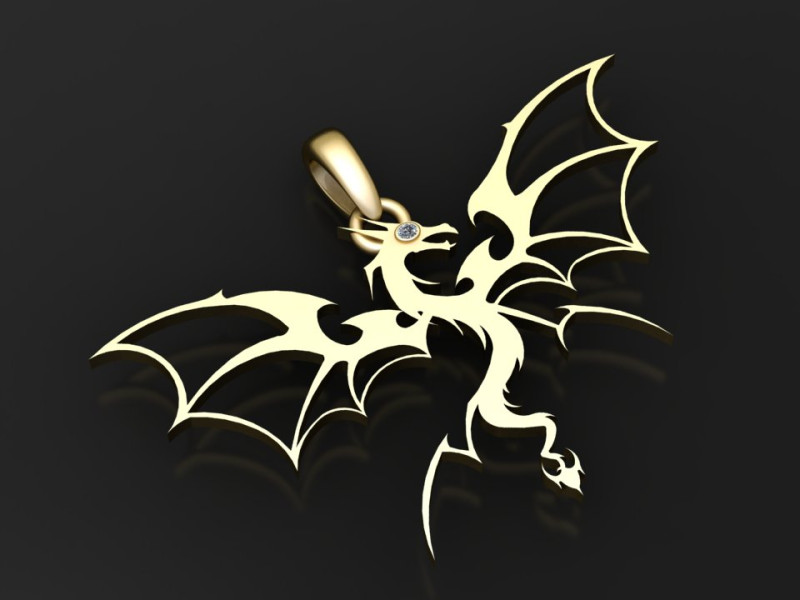 Gold dragon pendant 3D Print Model .c4d .max .obj .3ds .fbx .stl .blend
