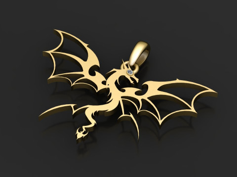 Gold dragon pendant 3D Print Model