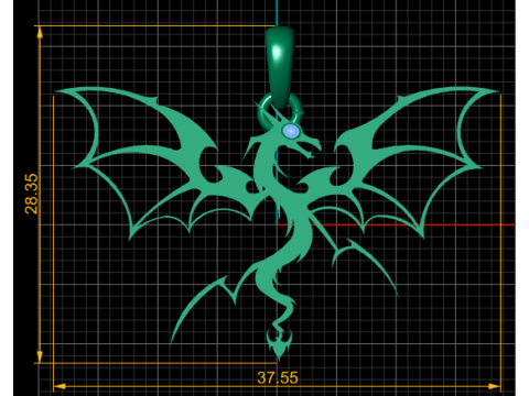 Gold dragon pendant 3D Print Model