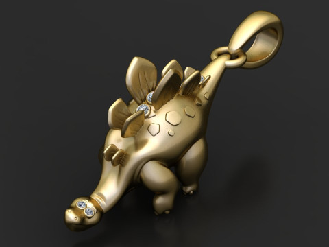 Gold dinosaur pendant Modèles 3D en vedette