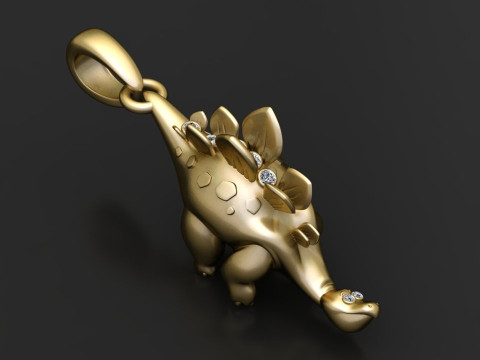Gold dinosaur pendant 3D Print Model